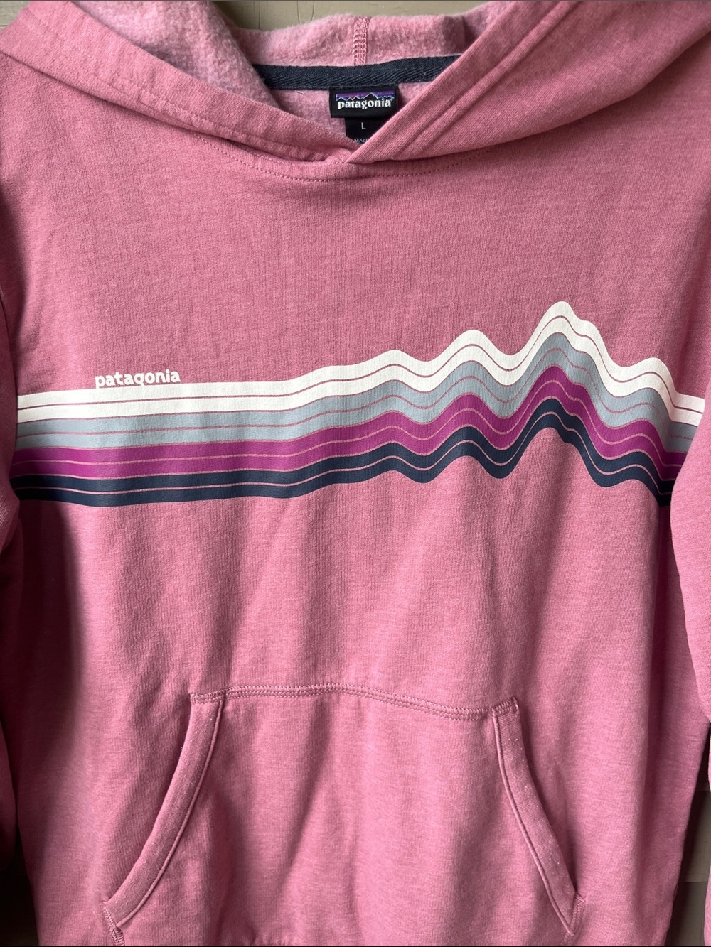 Patagonia Kids Graphic Hoodie | Pink Pullover Hoodie | Excellent Condition | L - Picture 8 of 13